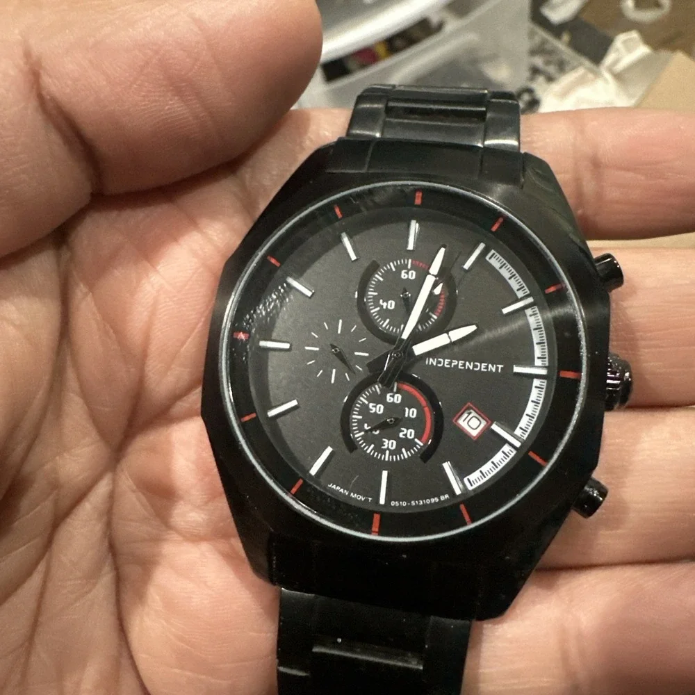 Mint Working Independent By Citizen Chrono Black Mens Watch 43mm Dial‎ Rare Runs